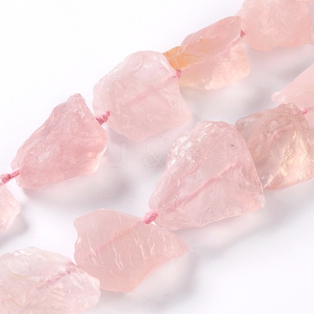 Rough Raw Natural Rose Quartz Beads Strands G-G010-03-1