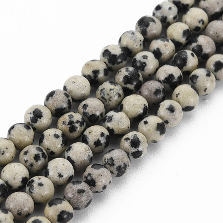 Natural Dalmatian Jasper Bead Strands G-R345-4mm-51-01-1