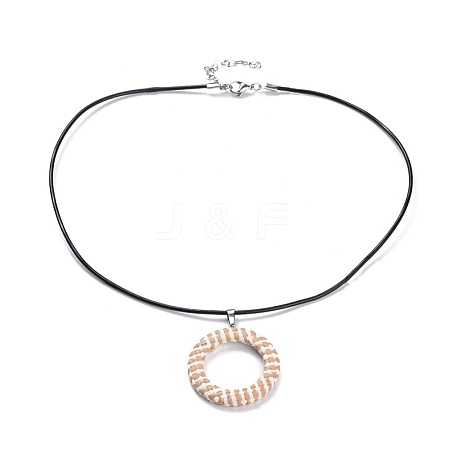 Raffia Woven Pendants Necklaces NJEW-JN02358-04-1