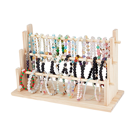 3-Tier Wood Bracelet Organizer Display Stands ODIS-WH0043-316-1