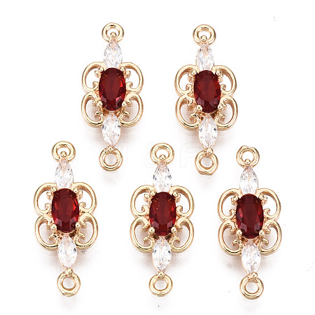 Brass Micro Pave Cubic Zirconia Links Connectors X-KK-R111-008-A02-1