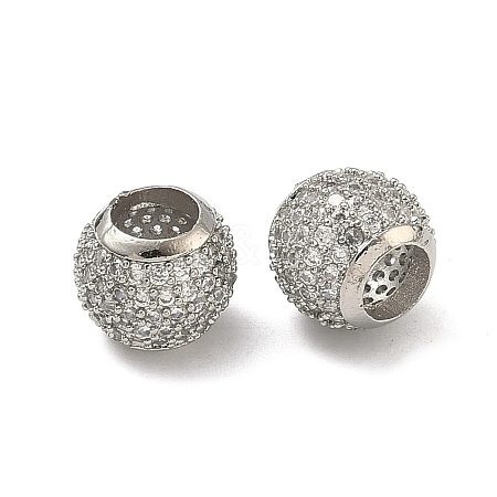 Brass Clear Cubic Zirconia European Beads LS-KK-D228-16P-1