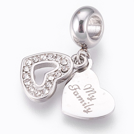 304 Stainless Steel European Dangle Charms STAS-O097-58P-1