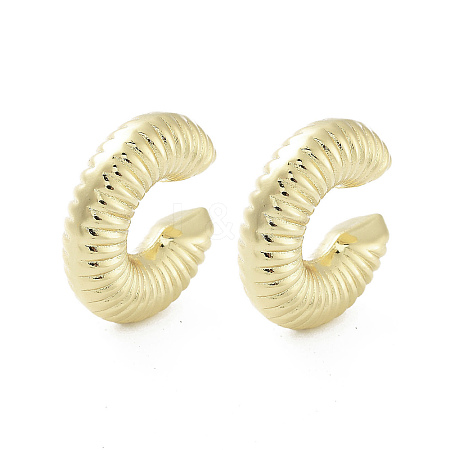 Brass Textured Ring Cuff Earrings EJEW-R150-02G-A-1