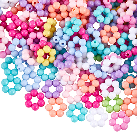 200Pcs Opaque Acrylic Bead Frames TACR-SP0001-17-1