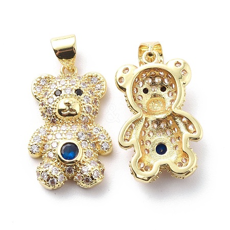 Brass Cubic Zirconia Pendants KK-G446-26G-04-1