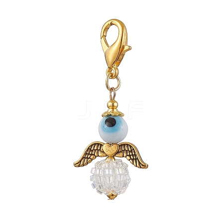 Angel Glass Seed Bead Pendant Decorations HJEW-MZ00085-02-1