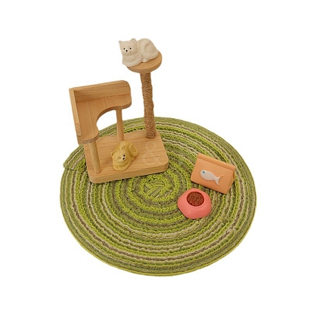 Cat & Carpet & Cat Climber & Cat Food & Cat Food Bowl Resin Mini Model PW-WG0714E-01-1