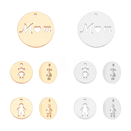 12Pcs 6 Style 304 Stainless Steel Charms STAS-UN0022-60-1