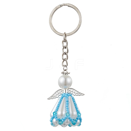 Glass Seed Bead with Acrylic Angel Keychain KEYC-MZ00026-05-1