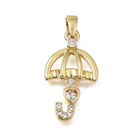 Brass Micro Pave Clear Cubic Zirconia Pendants KK-CBAA632-27G-1