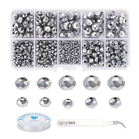 710Pcs Electroplate Transparent Glass Beads Strands DIY-YW0003-07-1