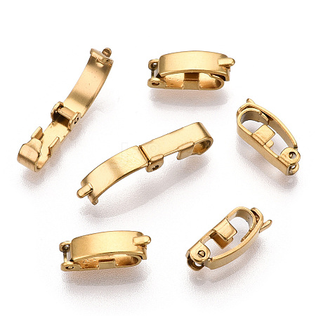 Ion Plating(IP) 304 Stainless Steel Fold Over Clasps STAS-N092-169G-1