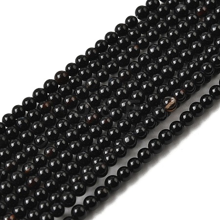 Natural Black Onyx Round Bead Strands G-A130-3mm-K04-1