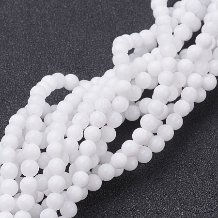 Natural White Jade Beads Strands X-GSR10mmC067-1