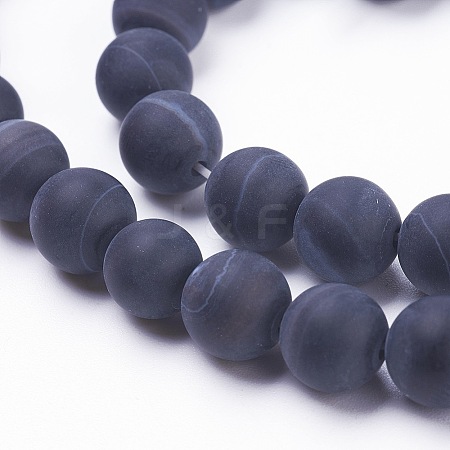 Natural Black Striped Agate/Banded Agate Beads Strands LS-G-F520-50-8mm-1
