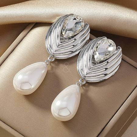 Alloy Rhinestone Dangle Stud Earrings WGDC92A-02-1