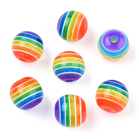 Transparent Stripe Resin Beads X1-RESI-S345-8mm-10A-1