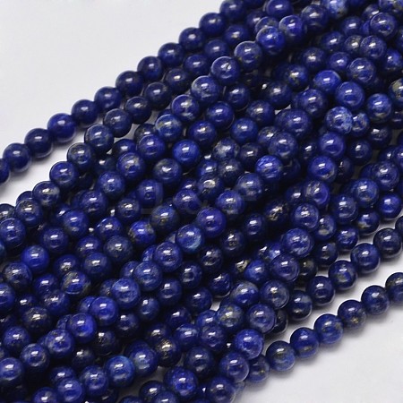 Round Grade A Natural Lapis Lazuli Bead Strands G-M305-02-1