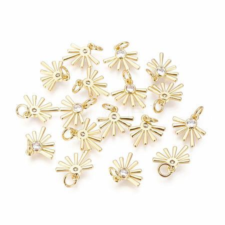 Brass Micro Pave Cubic Zirconia Charms ZIRC-F095-02G-1