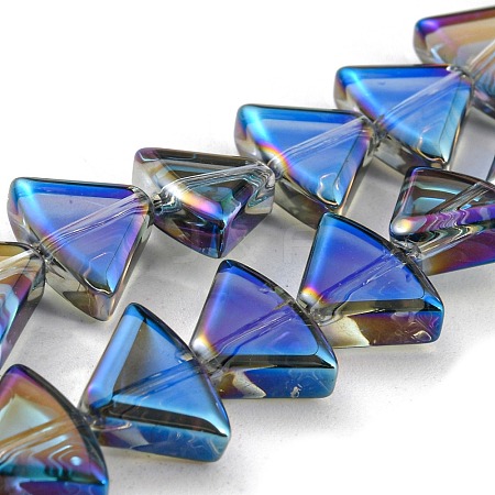 Half Plated Electroplate Transparent Glass Beads Strands EGLA-G037-08A-HP03-1