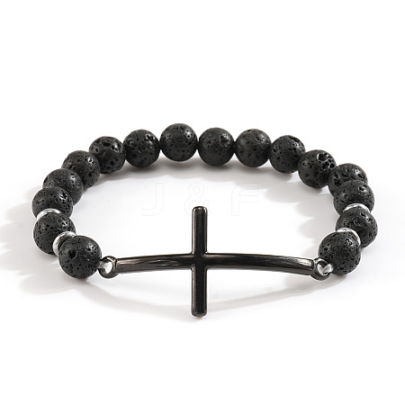 Natural Lava Rock Beaded Stretch Bracelets for Women Men MG9269-3-1