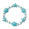 Starfish & Turtle Synthetic Turquoise Beads Stretch Bracelets for Women BJEW-JB11921-01-2