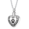 Heart with Paw Print Locket Pet Memorial Necklace BOTT-PW0001-099-1