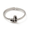 Rhinestone Heart Open Cuff Ring RJEW-K237-02P-2