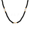 Elegant Round Natural Black Onyx(Dyed & Heated) & Glass & Freshwater Pearl Beaded Necklaces WB9753-5