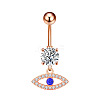 304 Stainless Steel Micro Pave Clear Cubic Zirconia Belly Rings WGC32A5-02-2