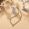 Cubic Zirconia Teardrop Pendant Necklace with Natural Emerald Quartz Beaded Chains NJEW-JN04121-05-3