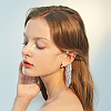 HOBBIESAY 8Pcs 4 Style Crystal Rhinestone Chain Tassel Dangle Cuff Earrings EJEW-HY0001-02-5