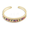 Colorful Cubic Zirconia Open Cuff Bangle BJEW-N014-010-2