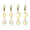 2 Pair 2 Style Opalite Heart Dangle Earrings EJEW-JE05463-1