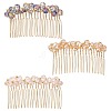 CRASPIRE 3Pcs 3 Colors Fashionable Glass & Brass Hair Combs OHAR-CP0001-03-1