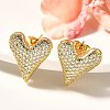 Rack Plating Brass Micro Pave Clear Cubic Zirconia Stud Earrings for Women EJEW-C125-06B-G-1