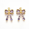 Brass Micro Pave Cubic Zirconia Pendants KK-N257-26C-G-1