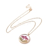 Dry Pressed Real Flower Resin Pendant Necklace NJEW-G088-01KCG-02-3