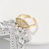 Rack Plating Brass Micro Pave Clear Cubic Zirconia Cuff Finger Rings for Women RJEW-M028-72G-2