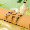3Pcs 3 Colors Elegant Brass Cubic Zirconia Leaf Cuff Bangles for Women BJEW-GO0003-01P-3