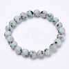 Natural Sesame Jasper/Kiwi Jasper Beaded Stretch Bracelets BJEW-S128-04-1