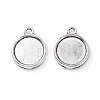 Tibetan Style Antique Silver Alloy Flat Round Pendant Cabochon Settings X-TIBEP-M022-32AS-2