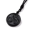 Natural Gemstone Triskele/Triskelion Pendant Necklace with Nylon Cord for Women NJEW-E091-01-4