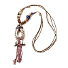 Ceramic Fish Pendant Adjustable Waxed Cord Necklaces for Women NJEW-B146-06-2