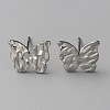 304 Stainless Steel Textured Geometry Stud Earrings Findings with Hole STAS-WH0027-54D-2