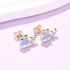 Brass Enamel Stud Earrings EJEW-B152-01G-03-1