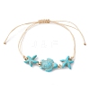4Pcs 4 Styles Synthetic Turquoise Braided Starfish & Tortoise Beaded Bracelets for Women BJEW-JB10201-3
