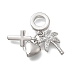 Brass Micro Pave Clear Cubic Zirconia European Dangle Charms KK-D431-033F-P-1