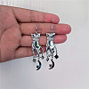 Hand with Moon Alloy Dangle Earrings FS-WG23091-03-1
